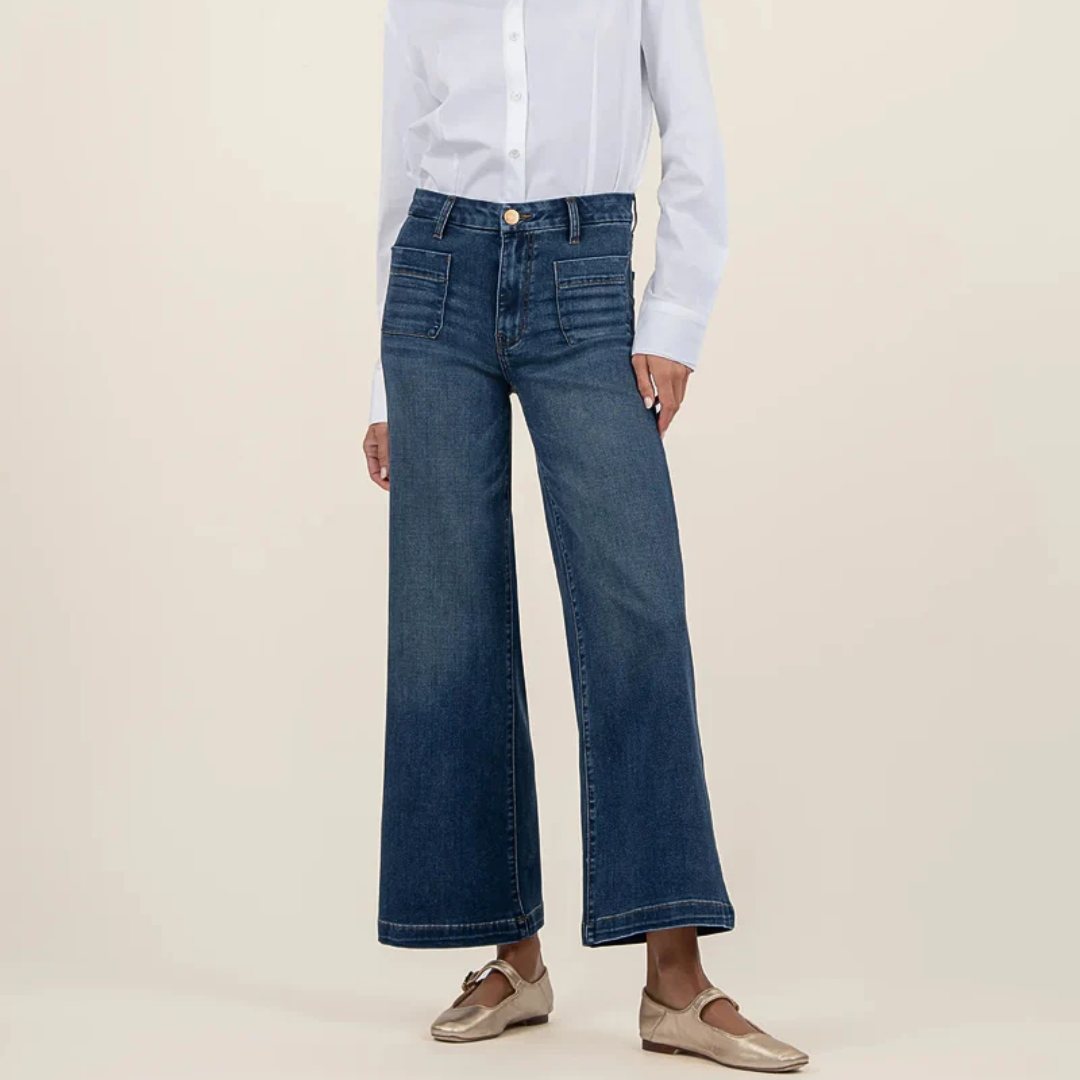 Tummy Control Cropped Wide-Leg Jeans