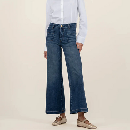 Tummy Control Cropped Wide-Leg Jeans