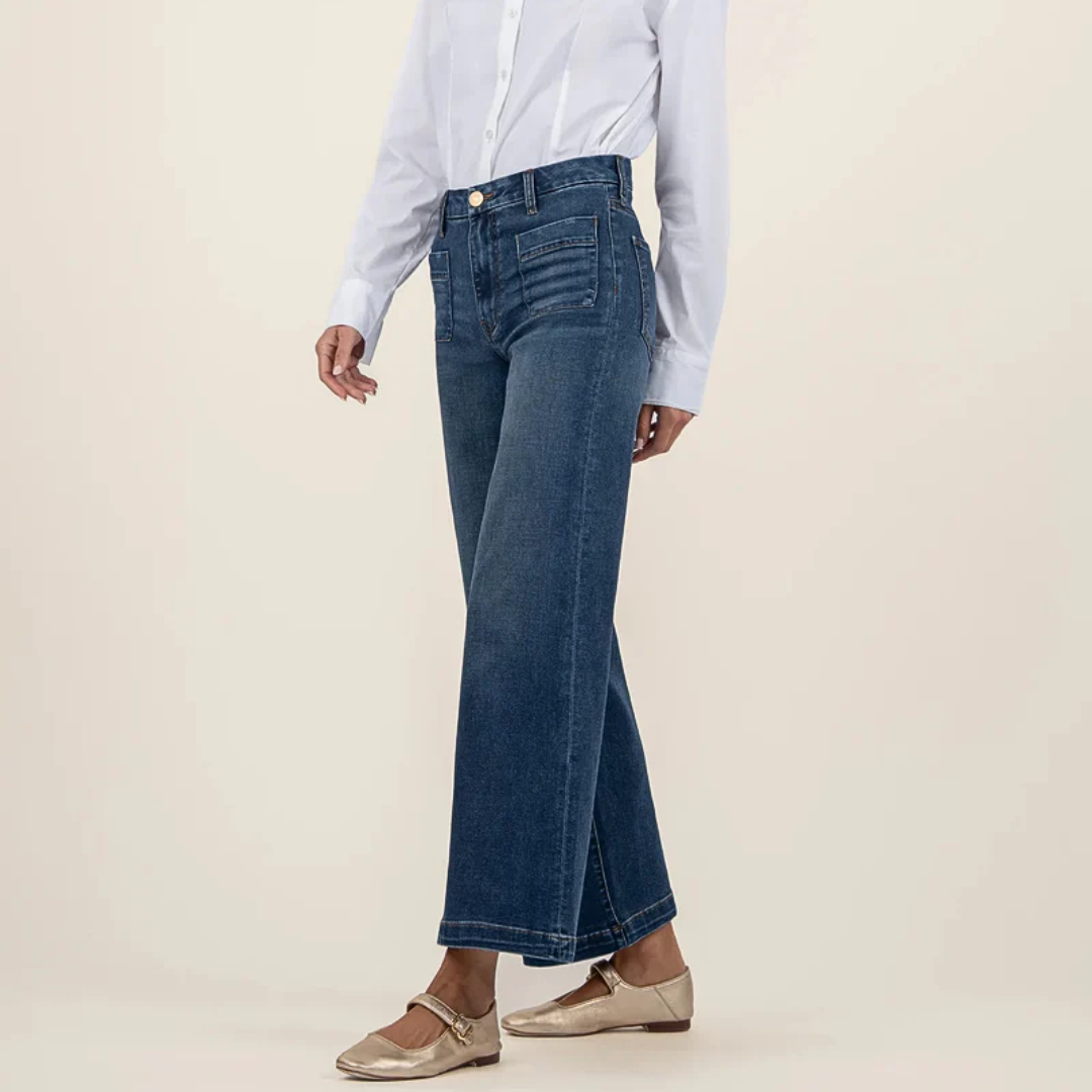 Tummy Control Cropped Wide-Leg Jeans