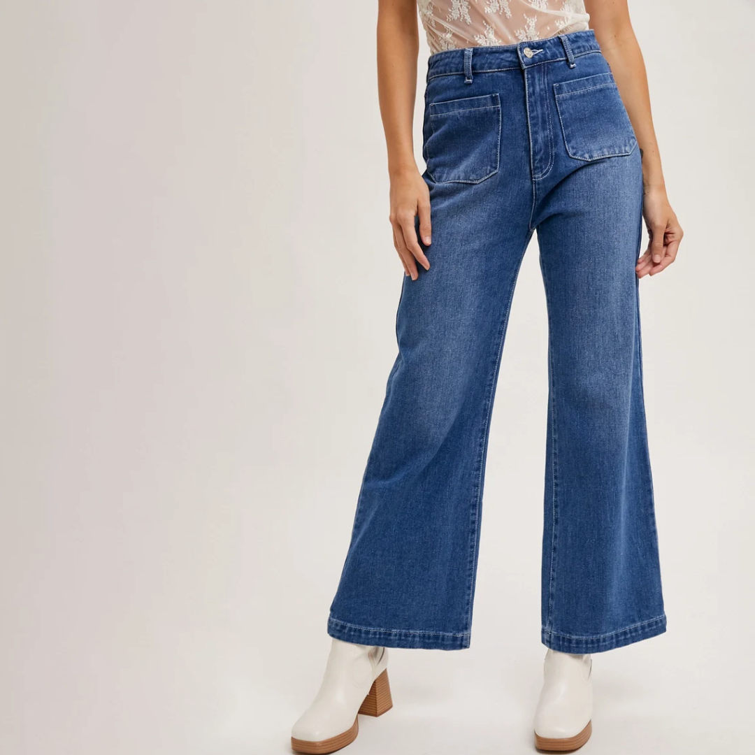 Tummy Control Cropped Wide-Leg Jeans