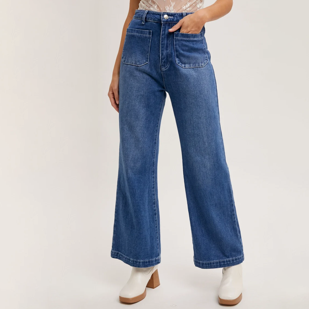 Tummy Control Cropped Wide-Leg Jeans