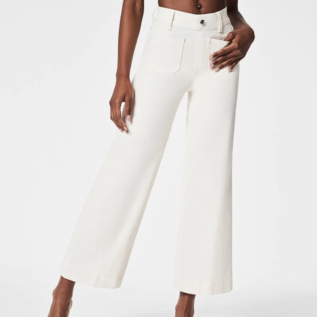 Tummy Control Cropped Wide-Leg Jeans