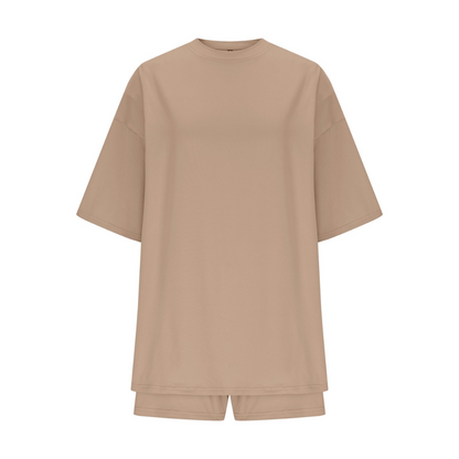 Summer Casual Oversized Shirts Shorts Matching Women's Two Piece Lounge Set