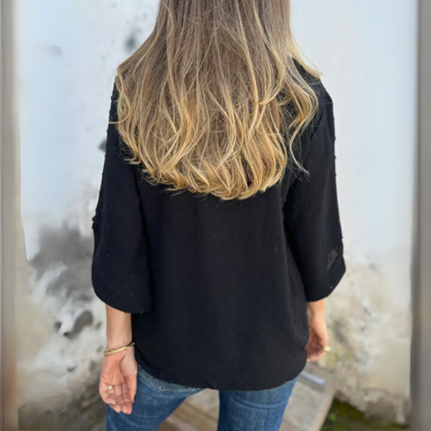 Round Neck Embroidered Large Cuffs Casual Shirt