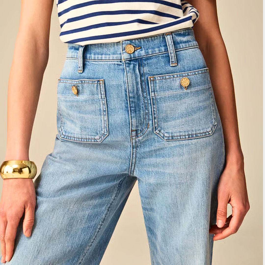 High-Waisted Wide Leg Denim Pants