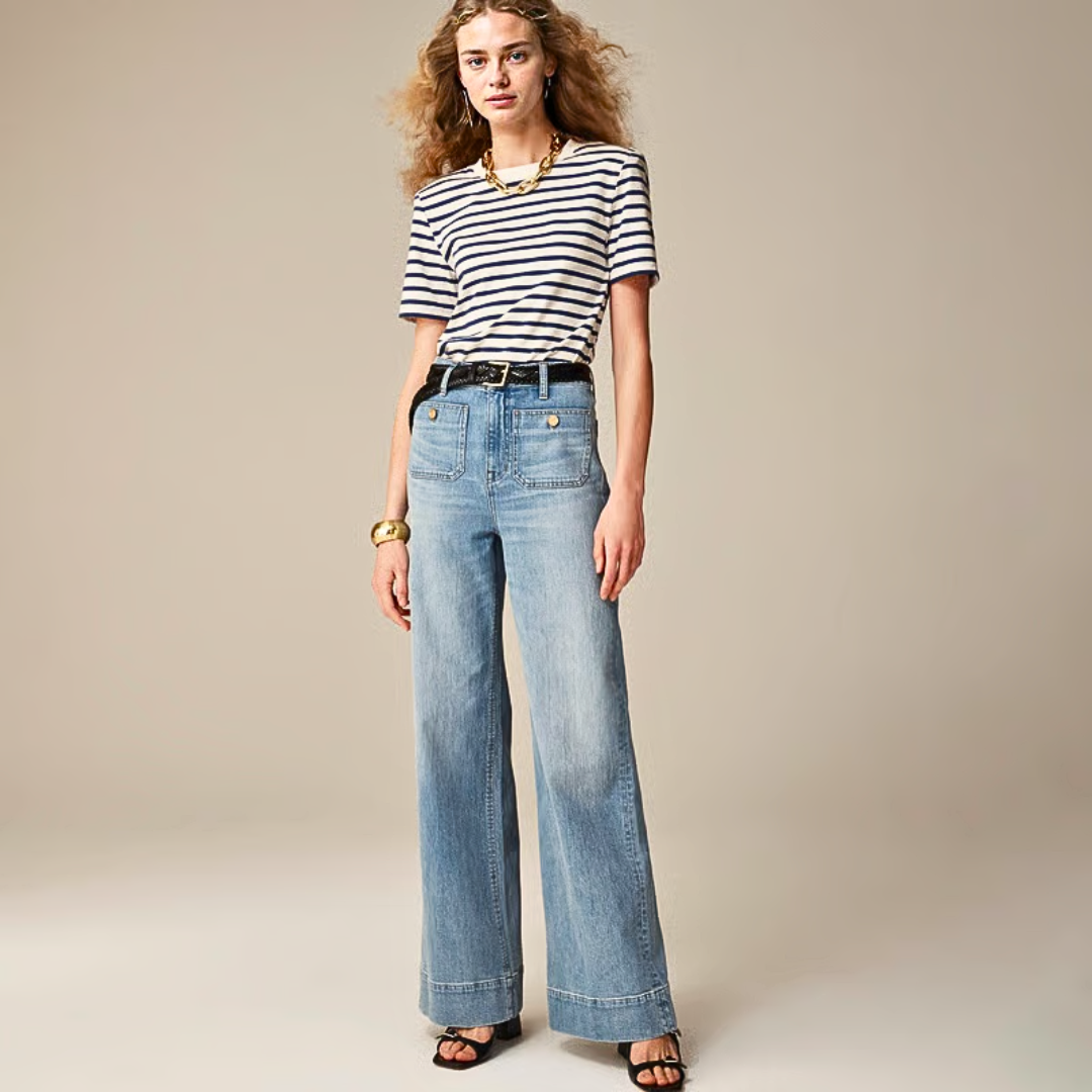 High-Waisted Wide Leg Denim Pants