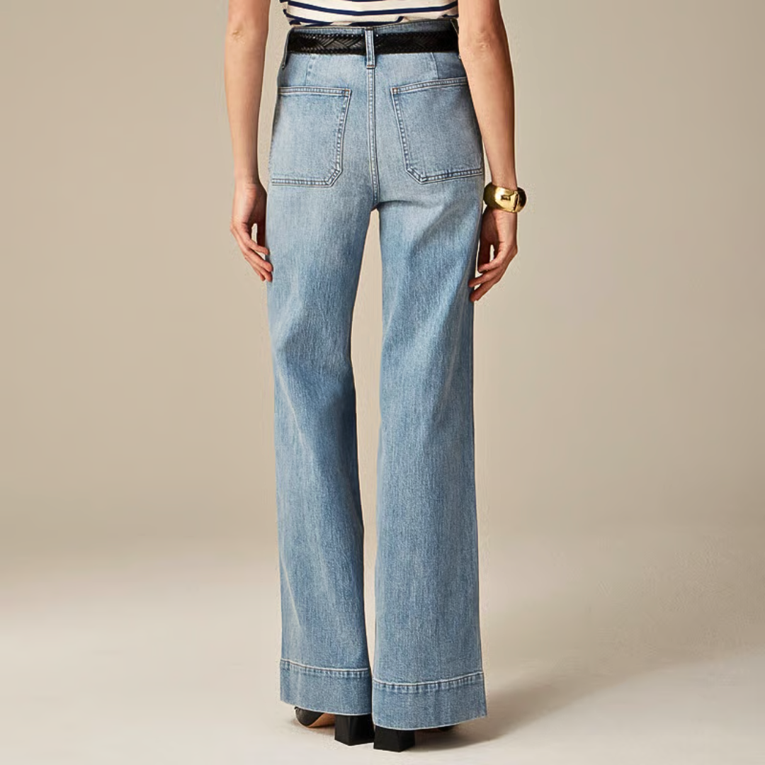 High-Waisted Wide Leg Denim Pants
