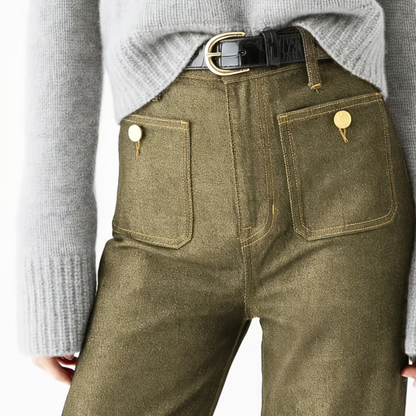 High-Waisted Wide Leg Denim Pants
