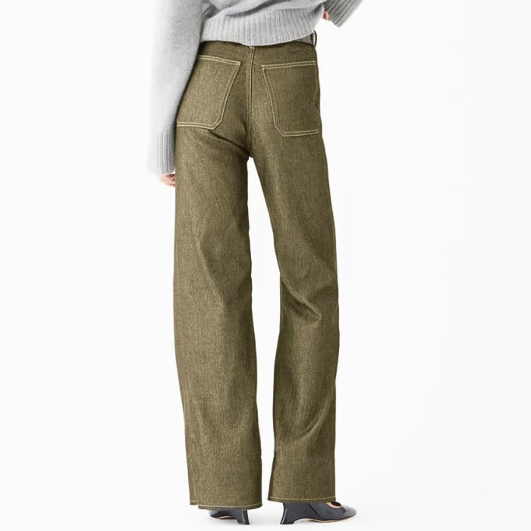 High-Waisted Wide Leg Denim Pants