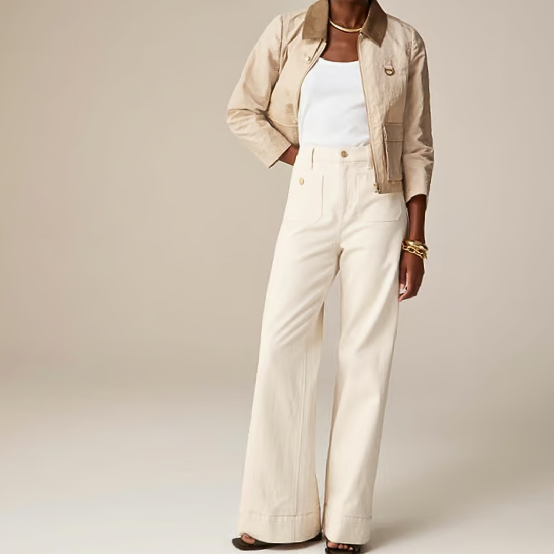 High-Waisted Wide Leg Denim Pants